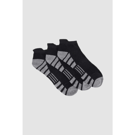Pack x3 medias cortas con diseño deportivo Negro