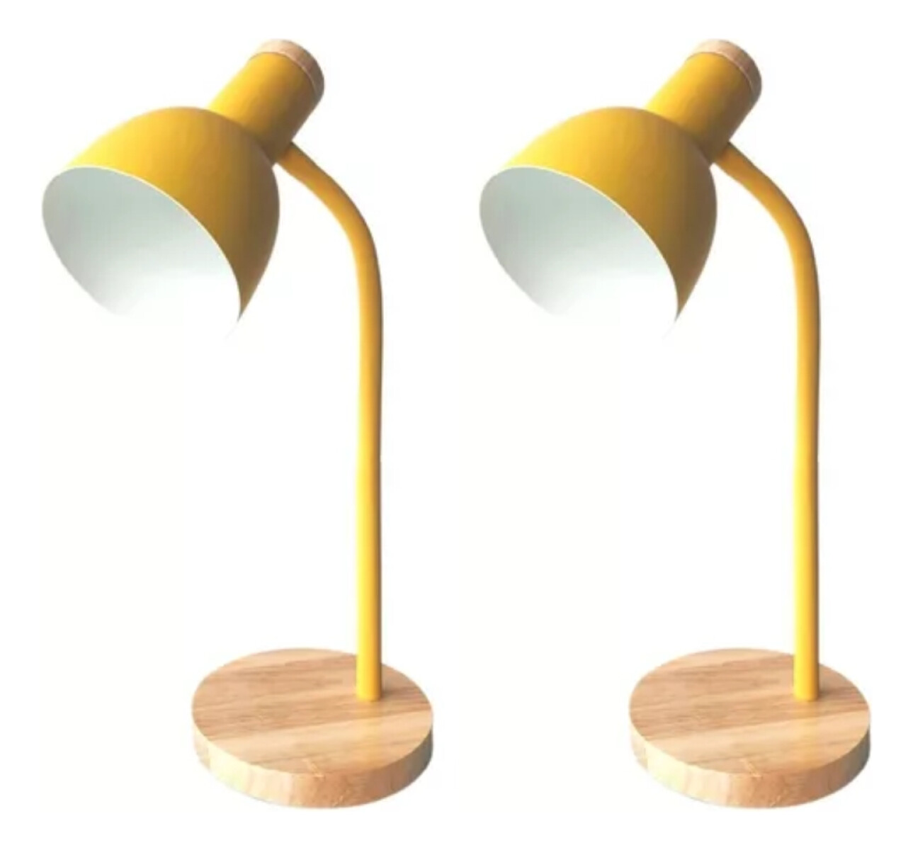 2 X Lampara De Escritorio Portatil Nordica Madera Vintage - Amarillo 