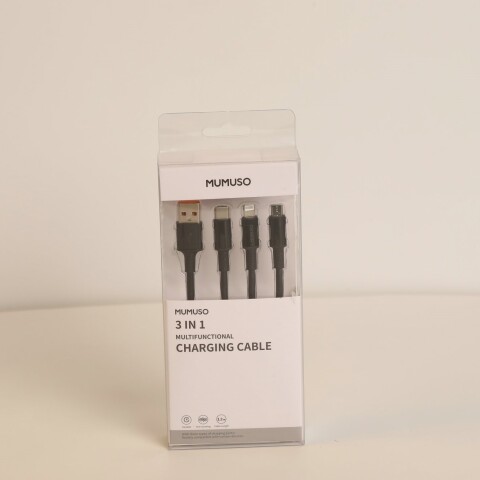 CABLE DE CARGA MULTIFUNCIÓN 3 EN 1 (NEGRO) CABLE DE CARGA MULTIFUNCIÓN 3 EN 1 (NEGRO)