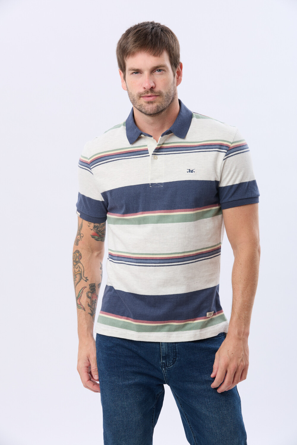 REMERA POLO RAYADA Gris