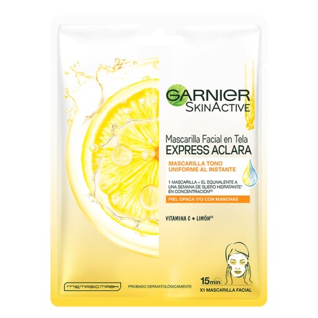 Mascarilla facial Garnier Express Aclara con vitamina C y ácido hialurónico Mascarilla facial Garnier Express Aclara con vitamina C y ácido hialurónico