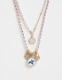 Collares Cortos Azul Collar Corto Multi Cadena - Dorado