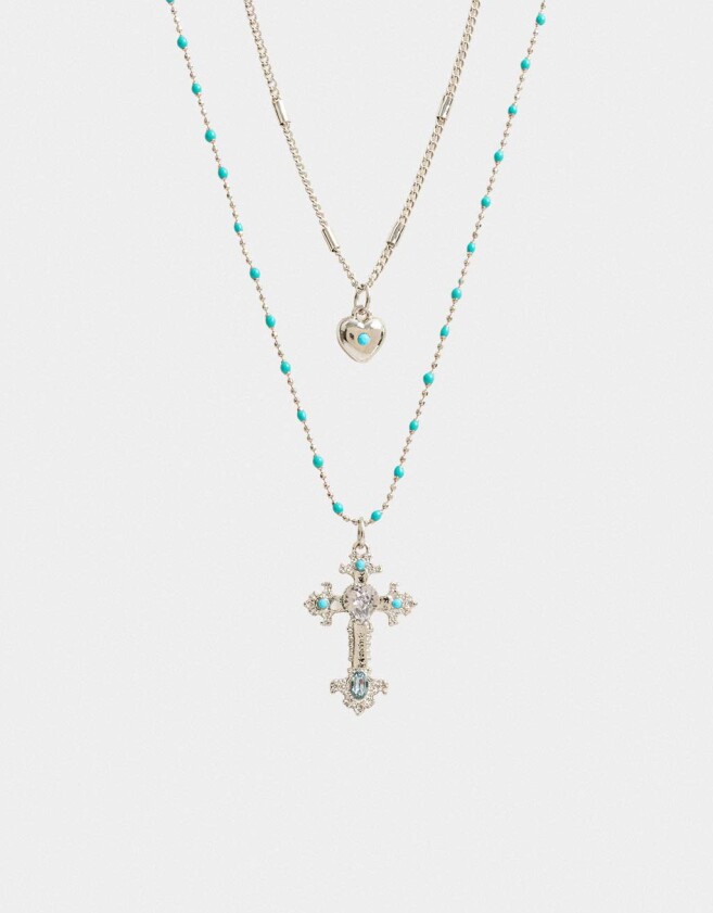 Collares Cortos Religioso Collar Corto Con Cruz - Plateado