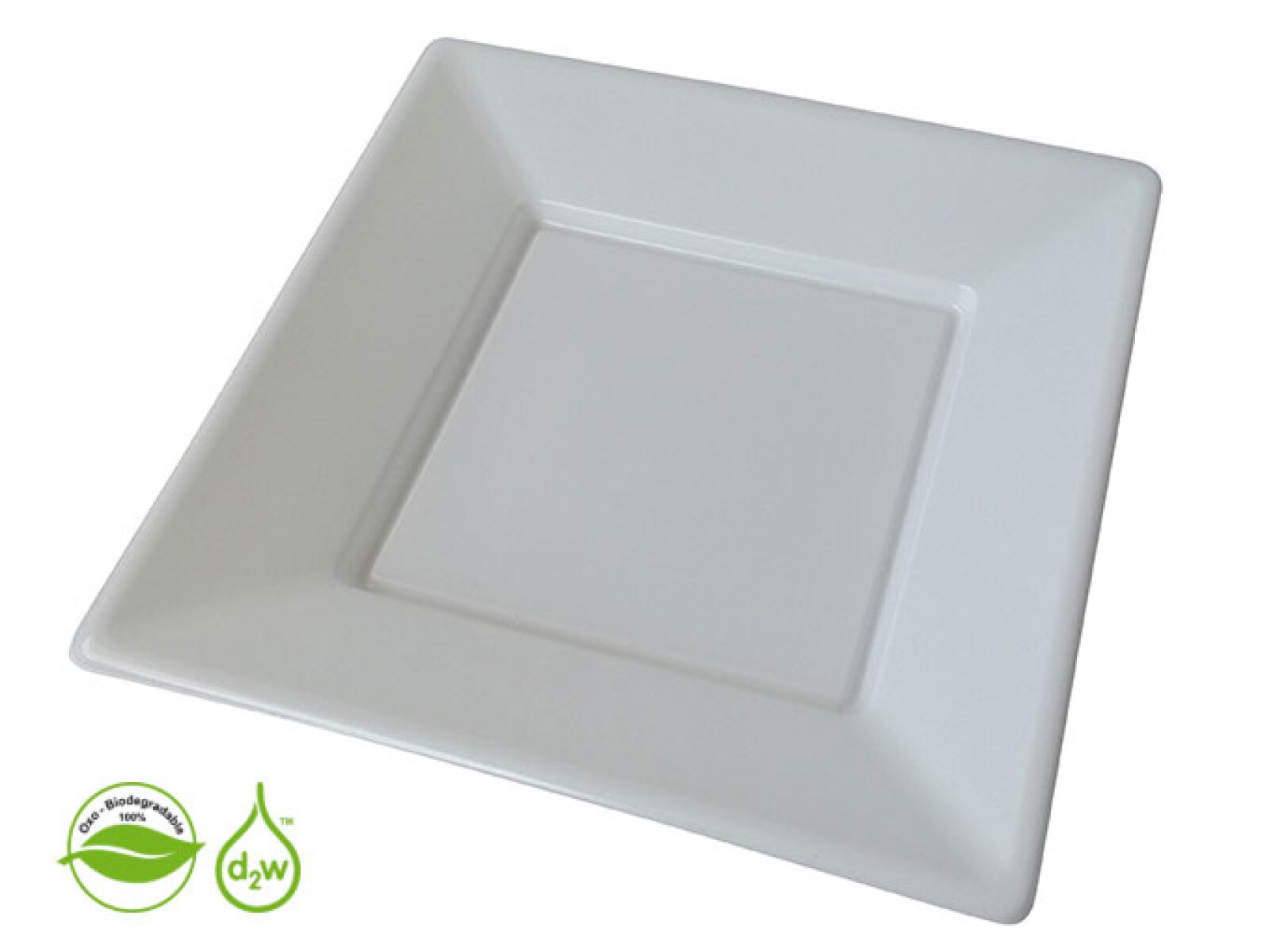 Plato Cuadrado Biodegradable x10 Und - Blanco 