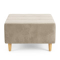 Puff tela y patas de madera Beige