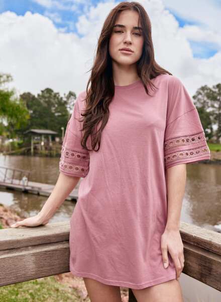 Cotton lace dress Marron