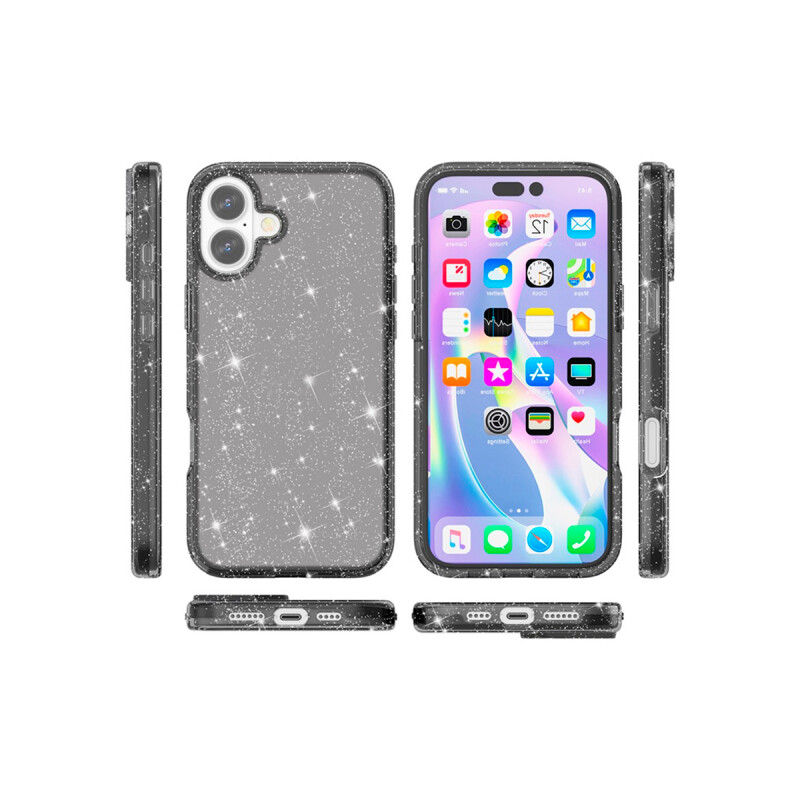 Protector para iPhone 17 glitter negro Protector Para Iphone 17 Glitter Negro