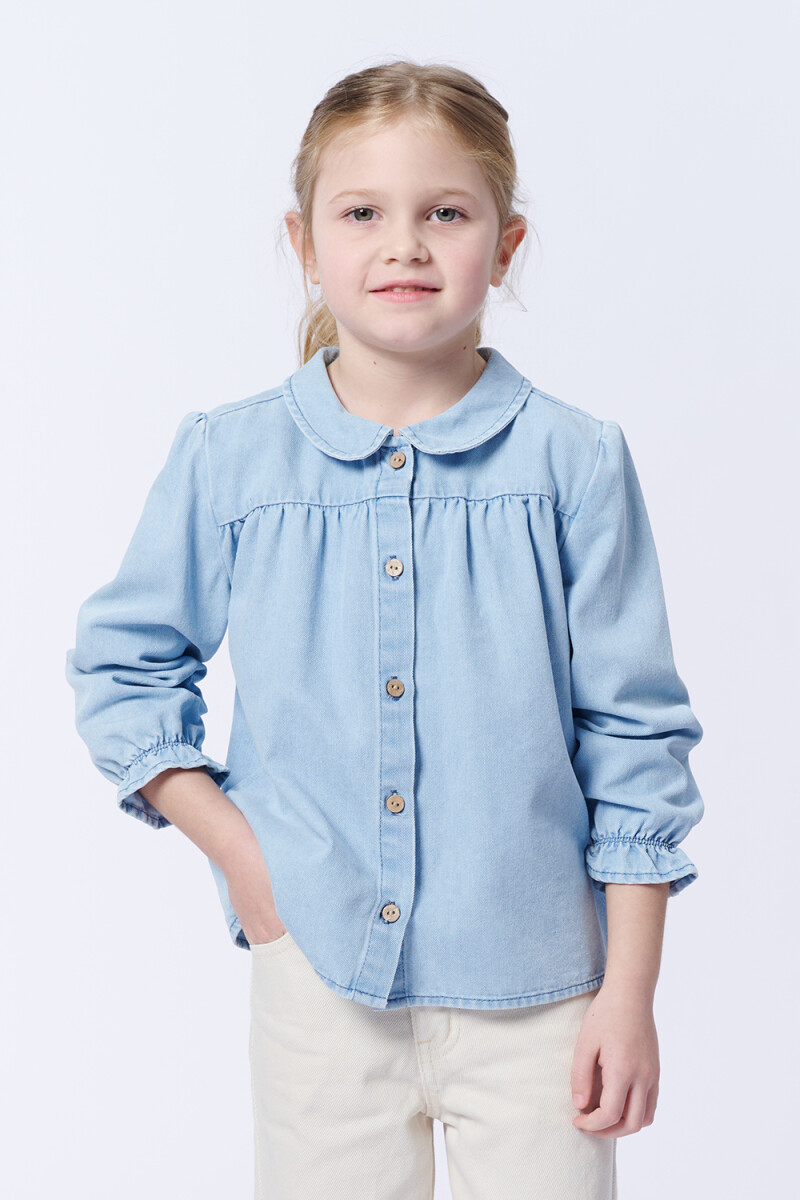 Blusa cuello volado jean Celeste