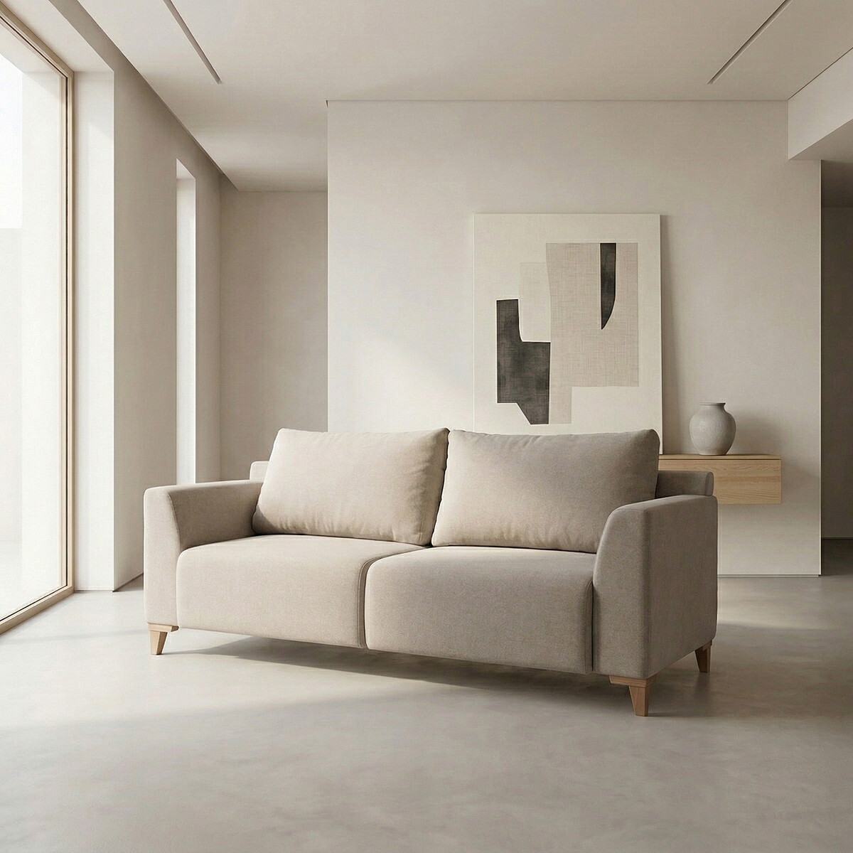 Sofá Gino - Microfibra - 3 cuerpos - TC 1010 (Beige) 