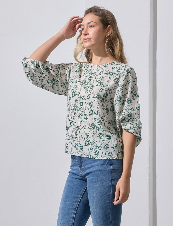 Blusa Manga Balloon VERDE/MULTI
