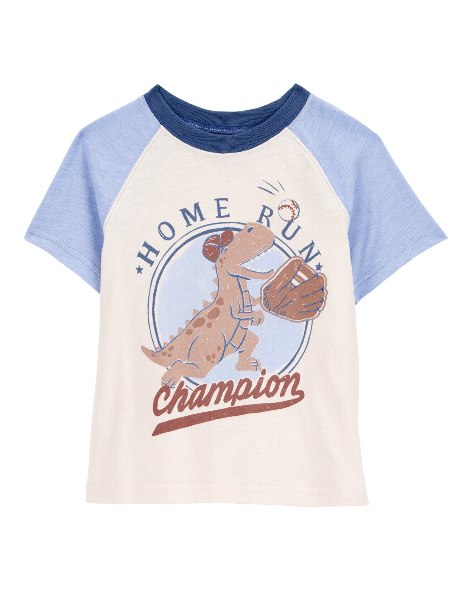 Remera de algodón, manga corta, estampa dino Sin color