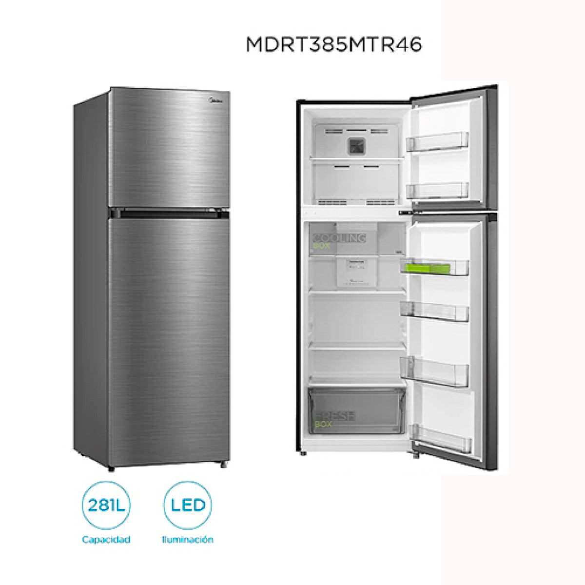 REFRIGERADOR MIDEA MDRT385MTR46 Inox 266 L -Frío Seco - Sin color 