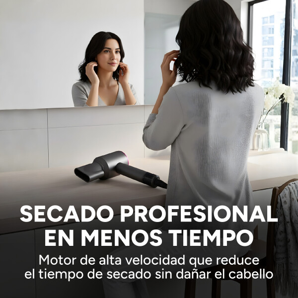 Secador De Pelo Goldtech 1500W Coanda 5 Piezas 3 Niveles Color Negro