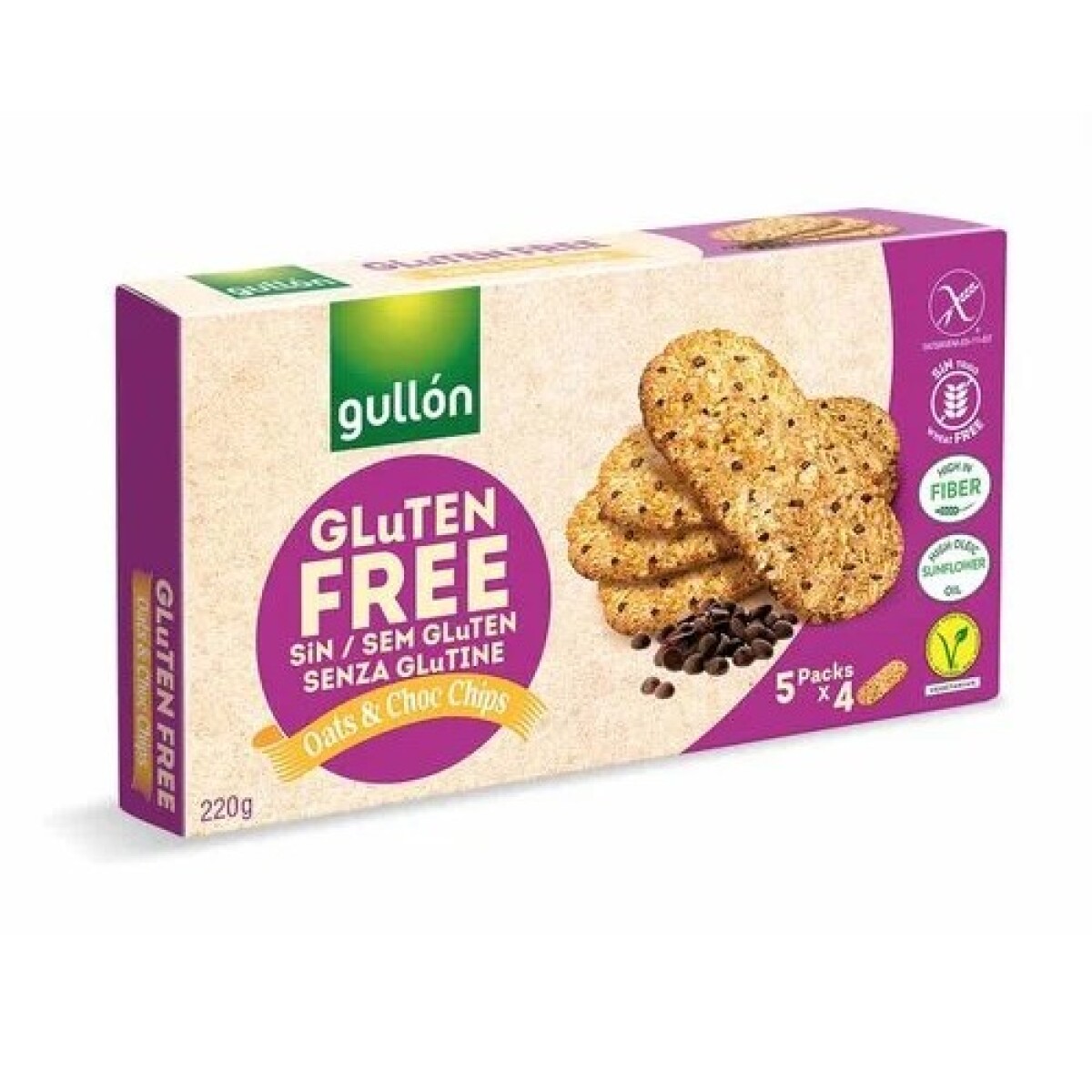 GALLETAS GULLON AVENA CHOCO CHIP SIN GLUTEN 220G 