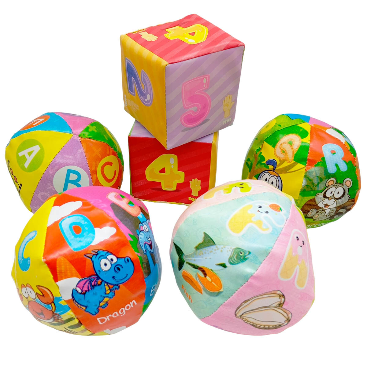 Set De 6 Pelotas Cubos Blandos Grandes Bebes Niños 