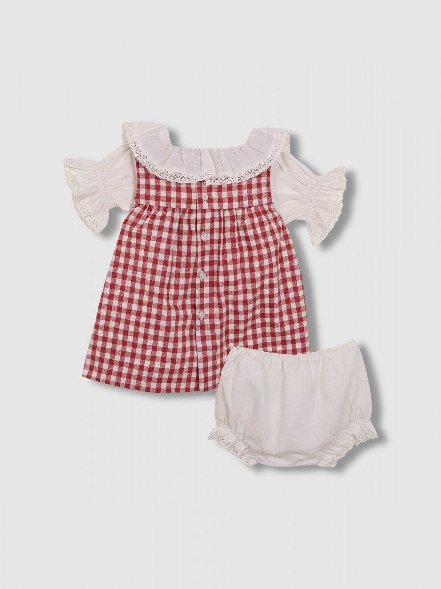 Vestido De Lino En Crudo Con Delantal Removible Piedra