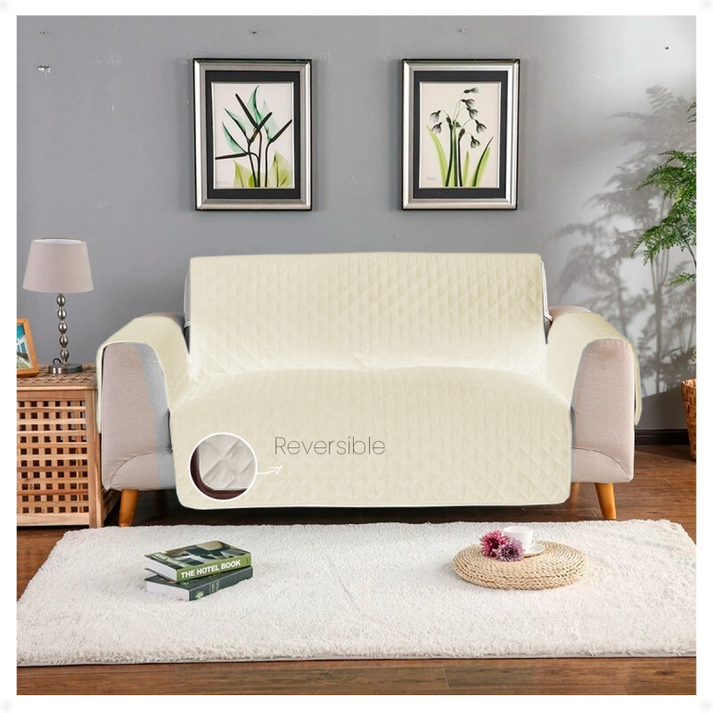 CUBRE SOFA SILLON 2 CUERPO REVERSIBLE IMPERMEABLE Beige