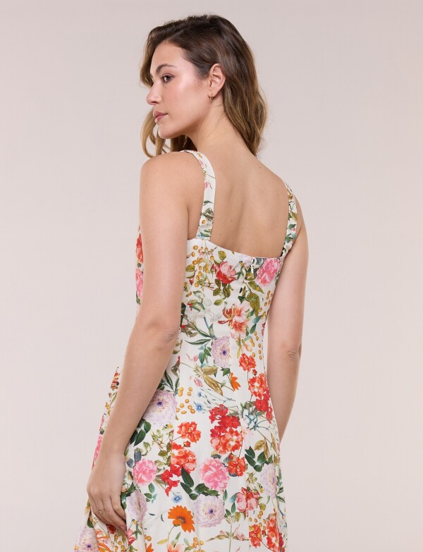 Vestido Lino Flores BEIGE/MULTI