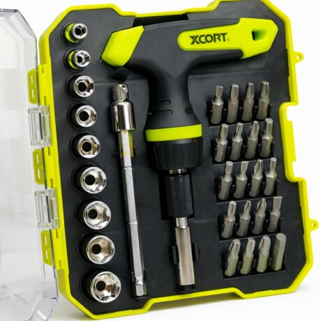 XCORT JUEGO CR-V 32 PIEZAS DESTORNILLADOR CRICKET MANGO T+ADAPTADOR+PUNTAS+DADOS Xcort Juego Cr-v 32 Piezas Destornillador Cricket Mango T+adaptador+puntas+dados