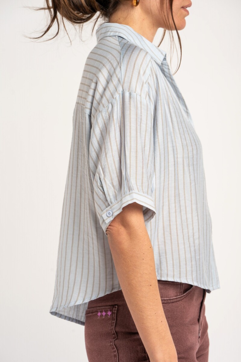 Camisa Rayada Celeste
