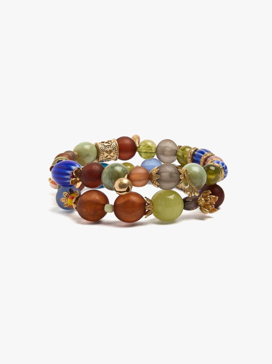 Set De Pulseras Elásticas Cuentas De Cerámica - multicolor 