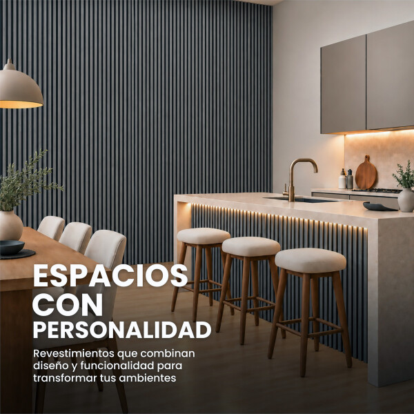 Pack x50 Wpc Simil Madera Wall Panel Lambrin 2.90x16.7 Gris negro 1