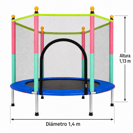 Cama Elástica Infantil Diametro 140cm Con Red De Seguridad Azul