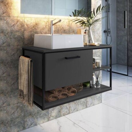 MUEBLE DE BAÑO SUSPENDIDO 80 CM S/BACHA - GRAFITO/NEGRO MUEBLE DE BAÑO SUSPENDIDO 80 CM S/BACHA - GRAFITO/NEGRO
