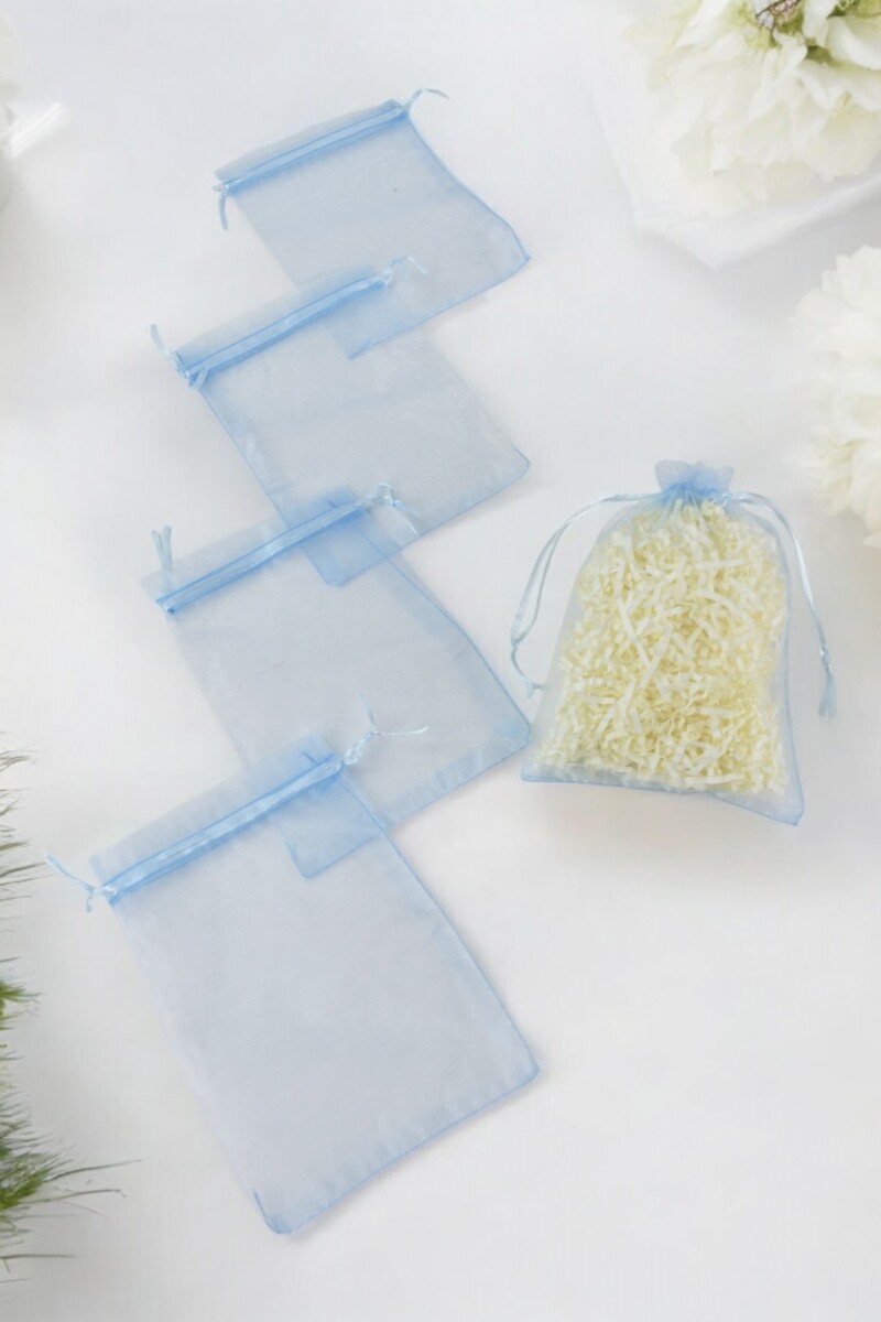 Pack x 100 - Bolsas organza 12x17 cm - CELESTE 