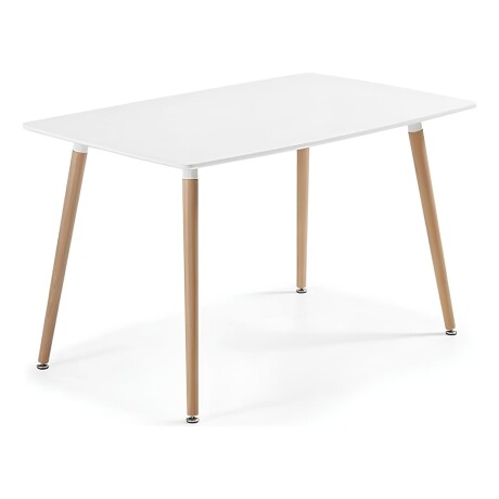 Juego de Comedor Eames Mesa Rectangular 120x80 + 4 Sillas Eames Acolchonadas Blanco