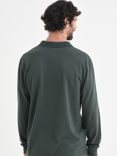 Camiseta manga larga polo Verde Seco