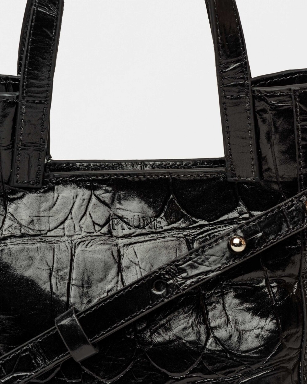 Mini Bag The Icon en cuero grabado big croco Negro