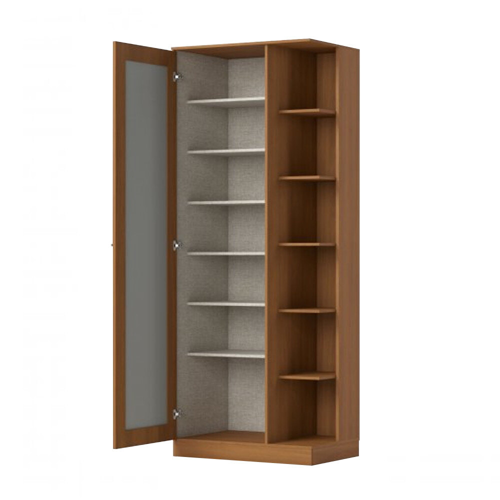 ROPERO 1 PUERTA GUARDARROPA ARMARIO PLACARD CLOSET CON ESPEJO Y ESTANTES COLOR MADERA