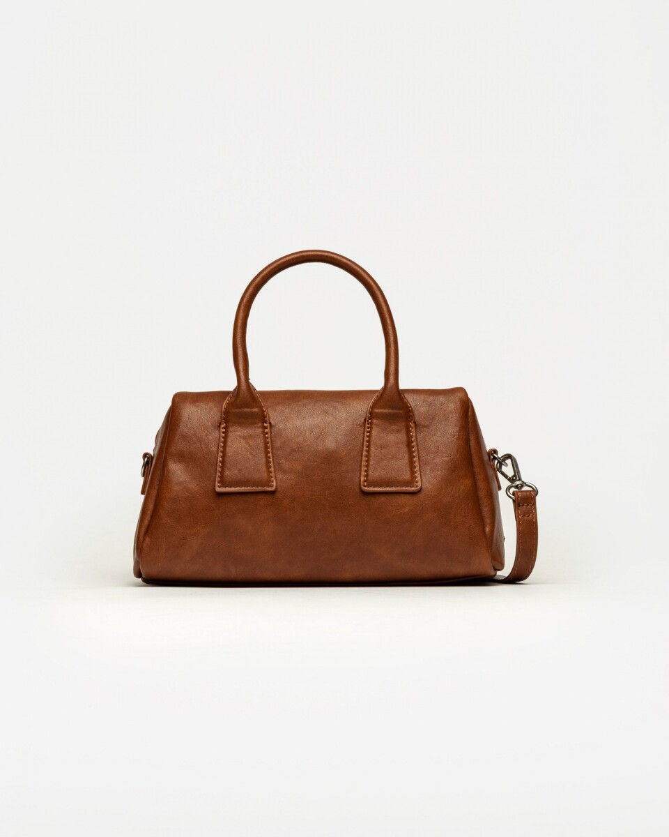 Cartera de mano Call en efecto cuero liso - Tabaco 