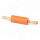 Palote Rodillo Para Amasar De Silicona Y Madera 23cm Naranja