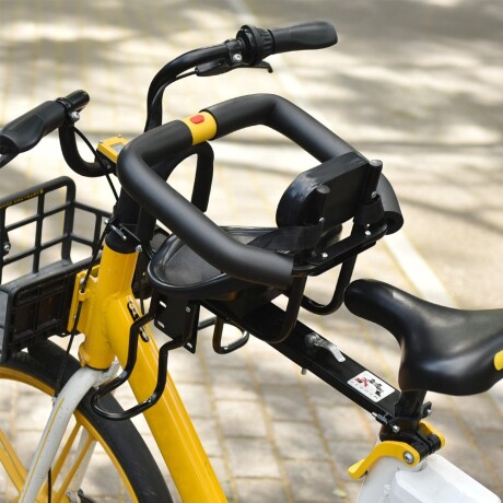 Silla Frontal Bicicleta Bebés Niños Barra Seguridad Posapiés Negro
