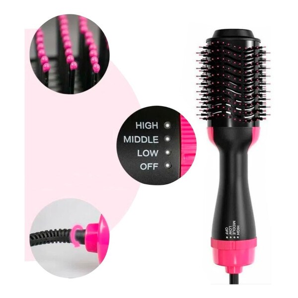 Cepillo Alisador Secador 360º Brushing Peine Anti Frizz Variante Color Rosa Negro