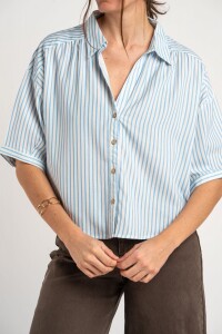 Blusa Rayada Celeste