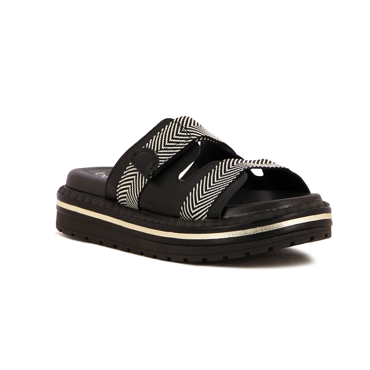 Sandalias Casuales Mujer Beira Rio Con Dos Fajas - Negro-negro 