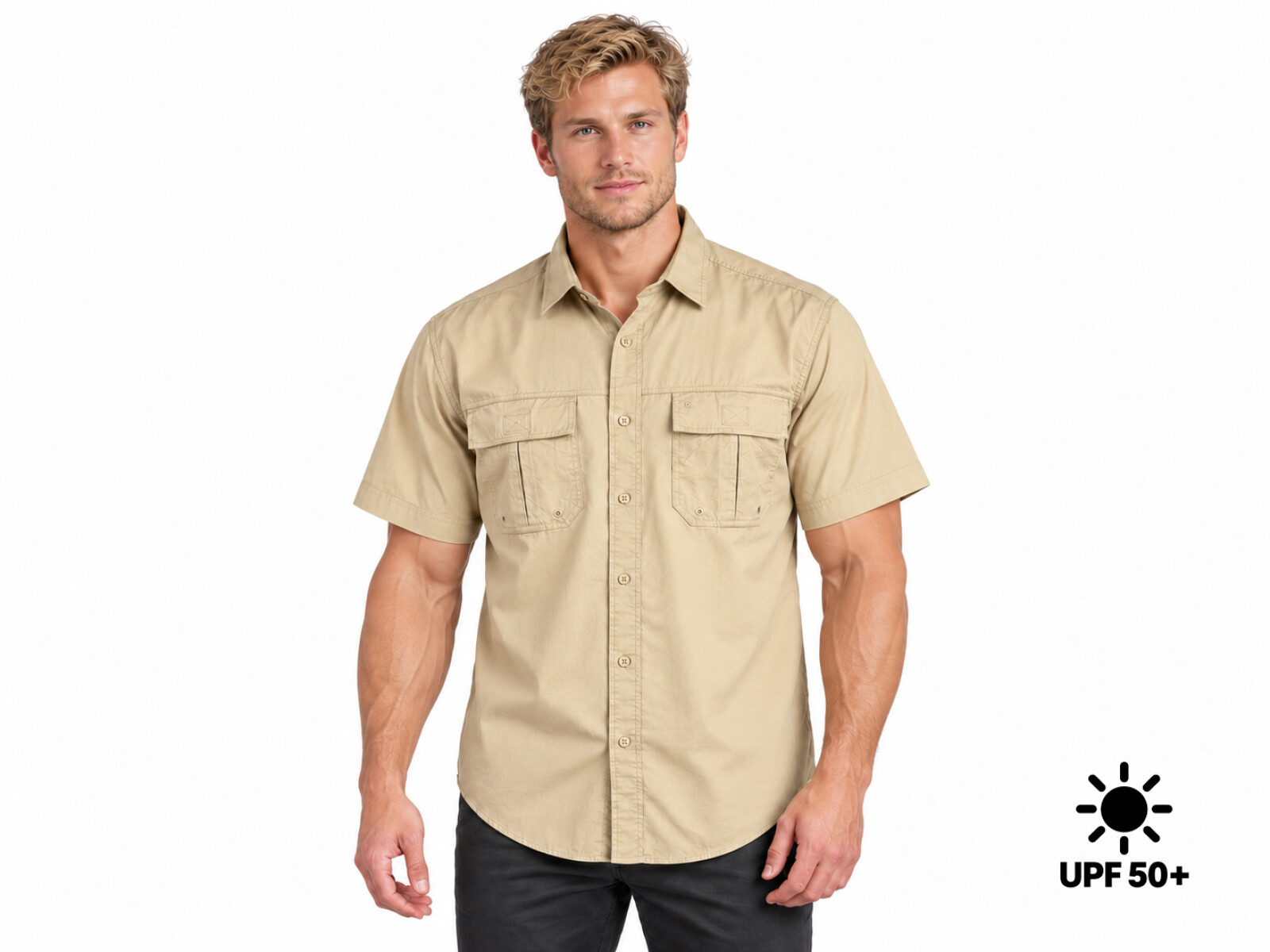CAMISA HUNTER M CORTA UV+50 - Beige 