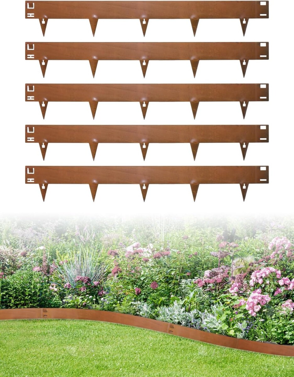 Fleje Borde De Acero Corten Flexible Para Jardín 5 Unid 2mm 