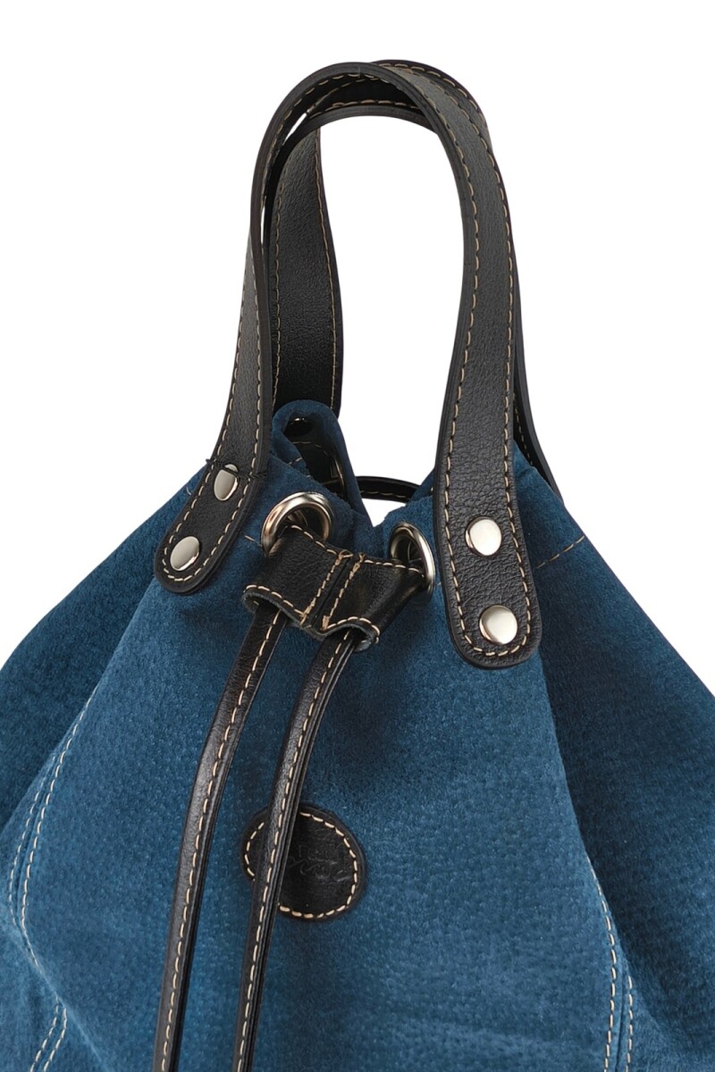 Matera bolso con división en cuero Azul