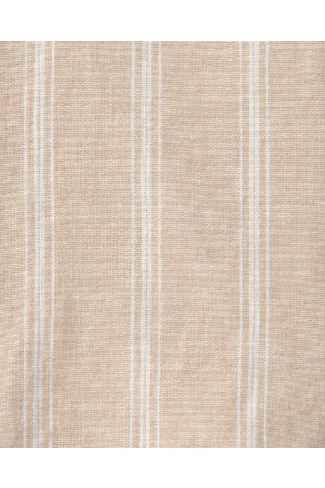 Set dos piezas de lino, short y camisa, beige, diseño a rayas Sin color