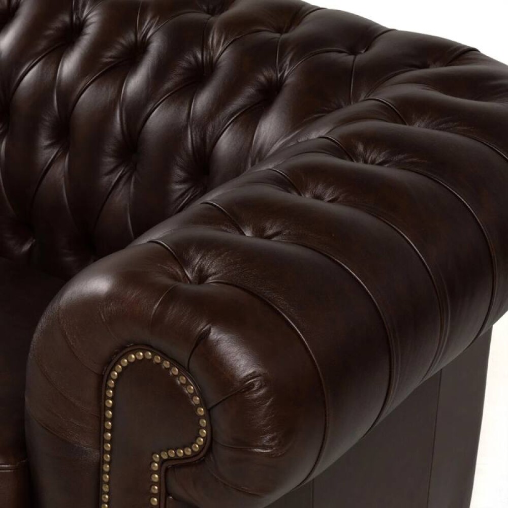 Sillón 100% Cuero - 2 Cuerpos - Chesterfield Caramelo