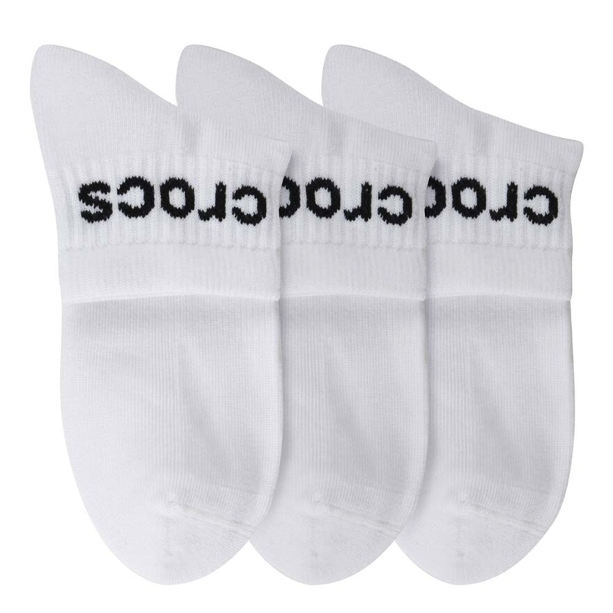 Medias Crocs Linear Logo Quarter (Half Cushion) Unisex White