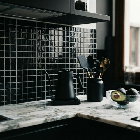 Azulejos adhesivos para cocina baño diseño mosaico Negro