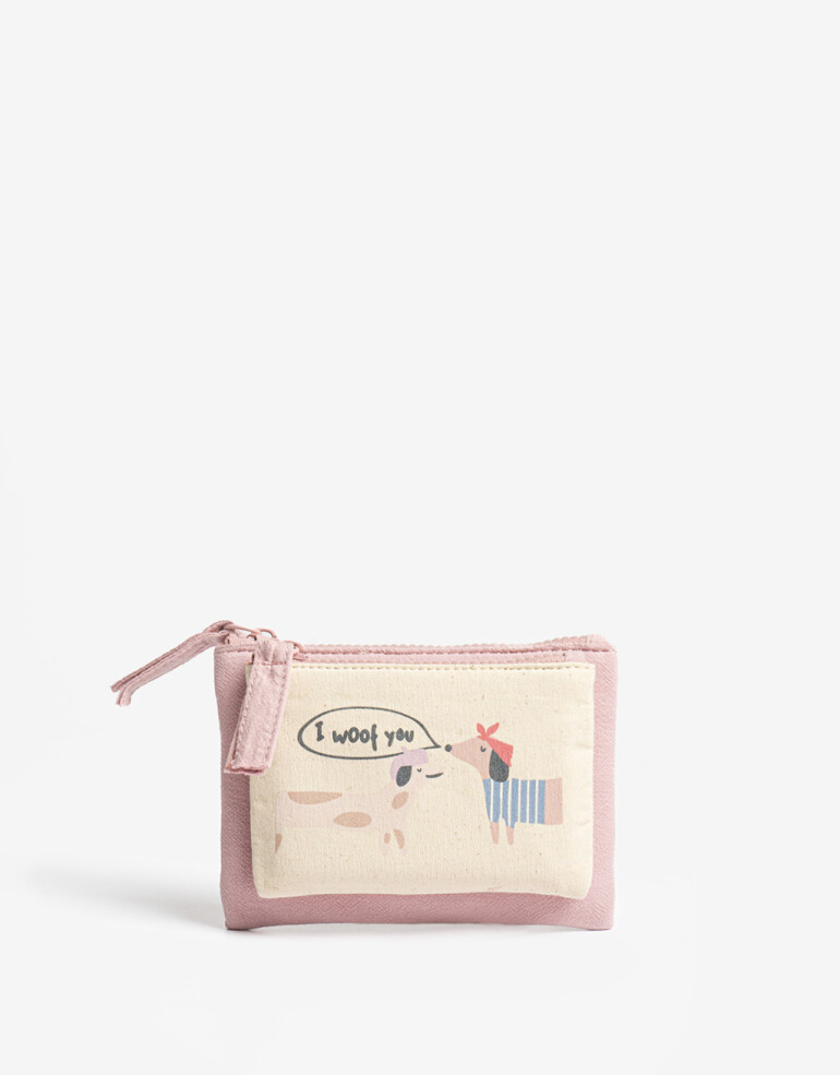 Monederos Monedero Doble Estampado - Rosa Claro