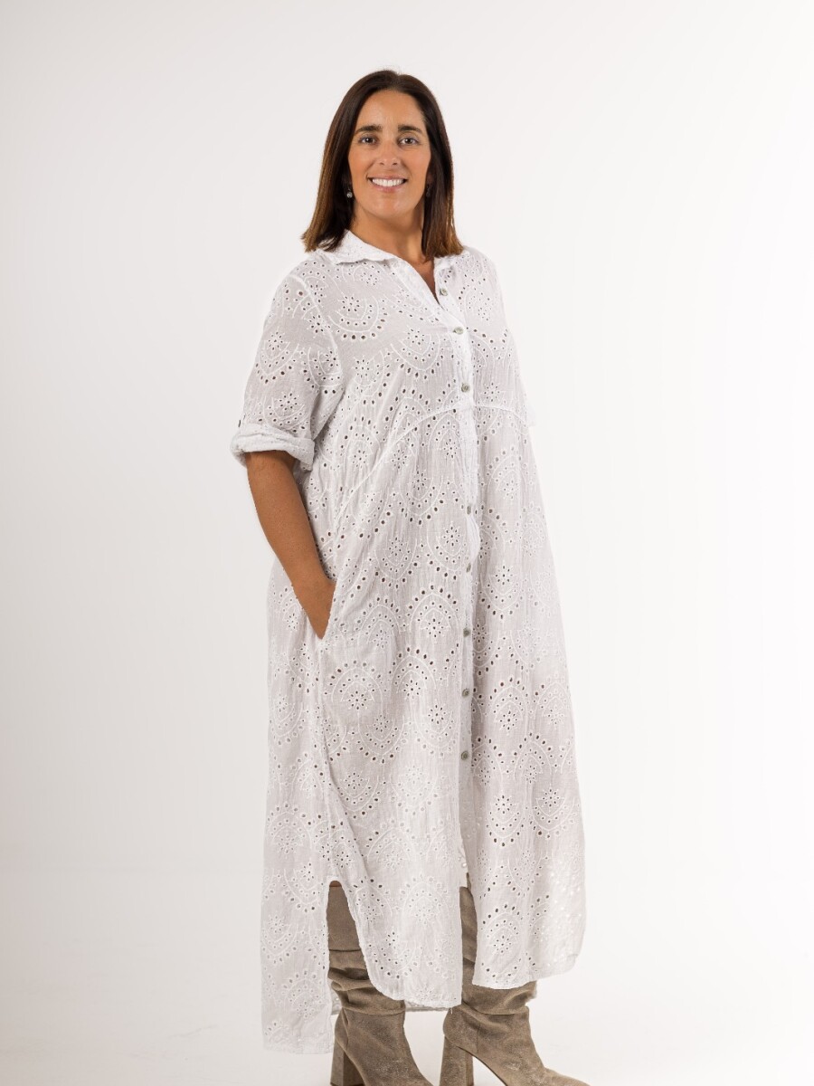 Vestido camisero de broderie Vestido camisero de broderie