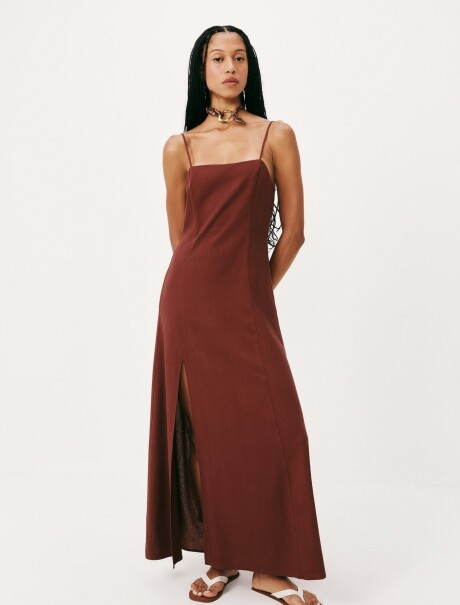 VESTIDO LARGO SIN MANGAS BORDEAUX