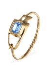 PULSERA SEMIRIGIDA DE ALEACIÓN DE METALES BAÑADA EN ORO 18K CON CRISTAL FACETADO AZUL Pulsera